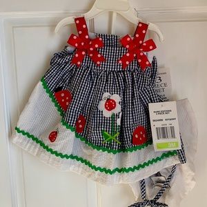 NWT Rare Editions ladybug dress set. Size 3 mo.